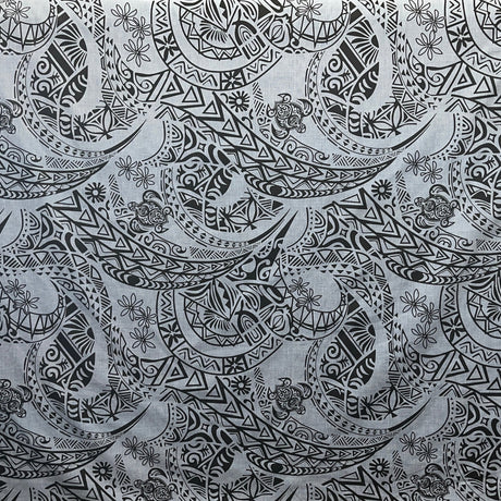 Tribal Tattoo W/Turtles Chambray Fabric - Denim Look, 58/60" Width (1 Yard)