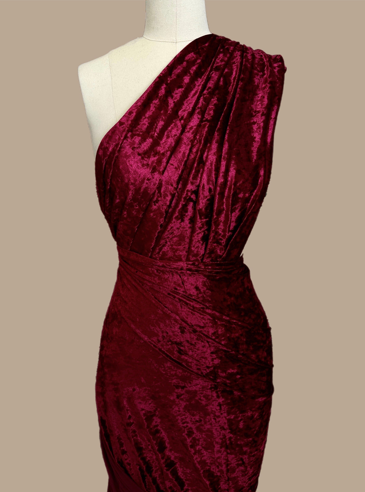 Stretch Crushed Velvet Burgundy