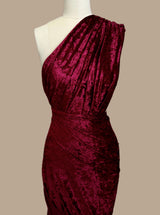 Stretch Crushed Velvet Burgundy