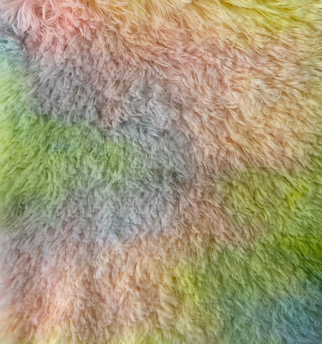 Rainbow Multi Color Dye Fuzzy Faux Fur Fabric - 100 Percent Polyester Fabric, Multi Color Dyed Plush Texture, 60" Width (1 Yard)