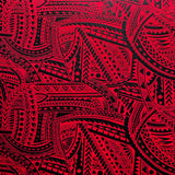 Traditional Polynesian Tattoo Design Polyester Foil Fabric - Green/Yellow, Red/Black, Hunter Green, 36" X 60" (1 Yard)