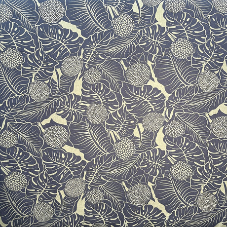Cotton Polyester Chambray Denim Look Tropical Leaf Fabric