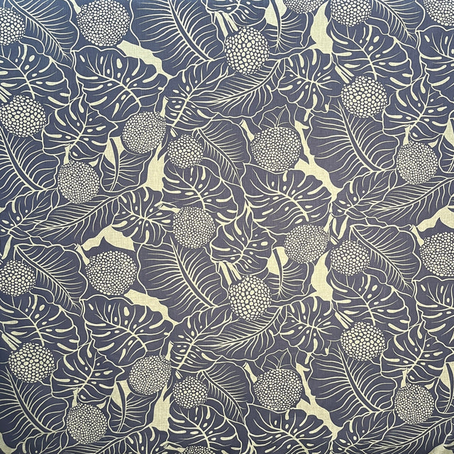 Cotton Polyester Chambray Denim Look Tropical Leaf Fabric