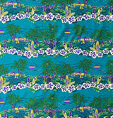Island Sunset Peachskin Polyester Fabric - Red, Green, Blue, Teal, 45" Width (1 Yard)