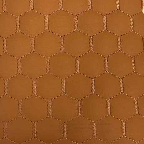 Honeycomb Hexagon Quilted Foam Backed Faux Leather Vinyl Fabric - Quilted Honeycomb Hexagon Pattern, 54" Width (1 Yard)