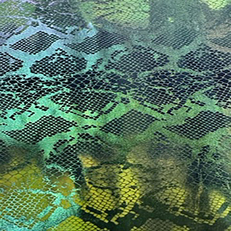 Nylon Spandex Snake Tie-Dye Foil Fabric Navy 60"