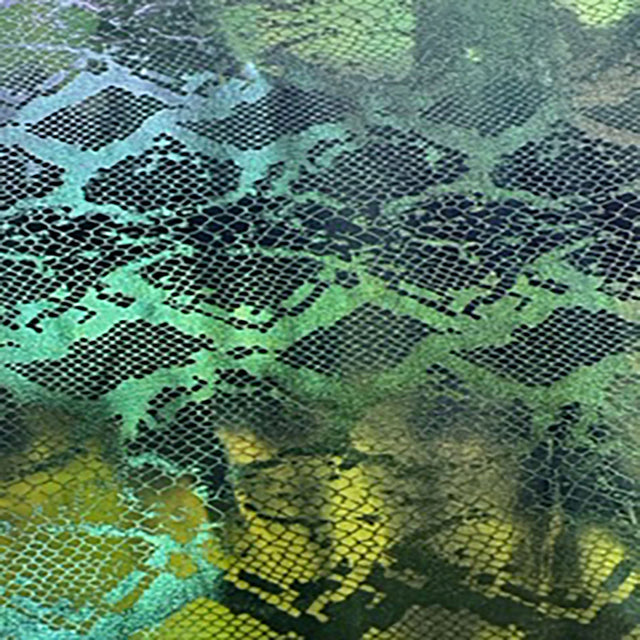 Nylon Spandex Snake Tie-Dye Foil Fabric Navy 60"