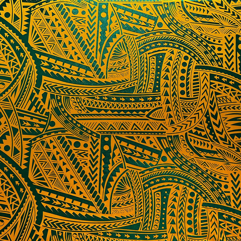 Polyester Foil Fabric Traditional Polynesian Tattoo Design