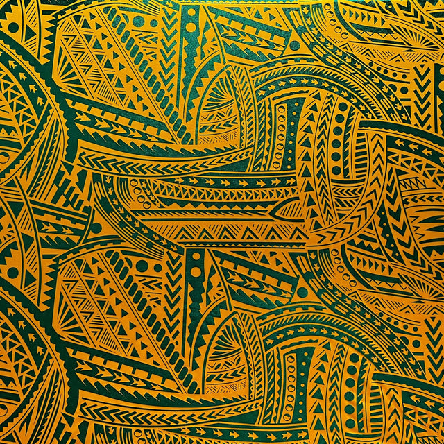Polyester Foil Fabric Traditional Polynesian Tattoo Design
