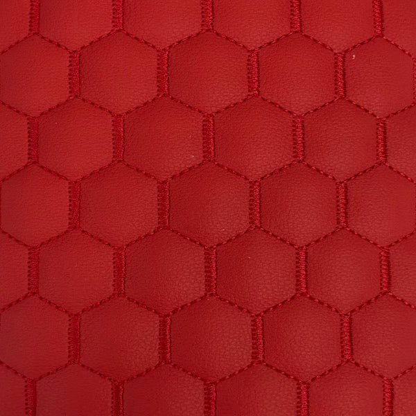 Honeycomb Hexagon Quilted Foam Backed Faux Leather Vinyl Fabric - Quilted Honeycomb Hexagon Pattern, 54" Width (1 Yard)