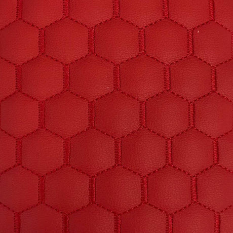 Honeycomb Hexagon Quilted Foam Backed Faux Leather Vinyl Fabric - Quilted Honeycomb Hexagon Pattern, 54" Width (1 Yard)