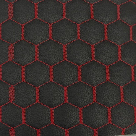 Honeycomb Hexagon Quilted Foam Backed Faux Leather Vinyl Fabric - Quilted Honeycomb Hexagon Pattern, 54" Width (1 Yard)