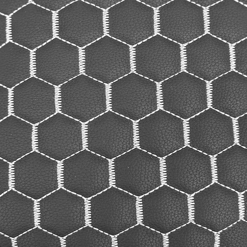Honeycomb Hexagon Quilted Foam Backed Faux Leather Vinyl Fabric - Quilted Honeycomb Hexagon Pattern, 54" Width (1 Yard)