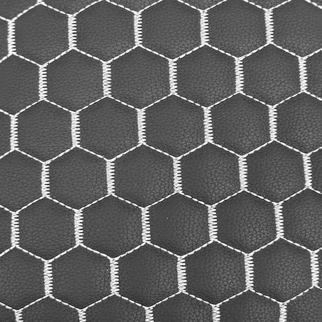 Honeycomb Hexagon Quilted Foam Backed Faux Leather Vinyl Fabric - Quilted Honeycomb Hexagon Pattern, 54" Width (1 Yard)