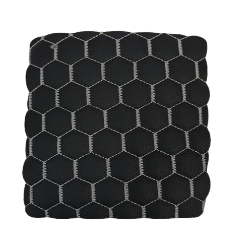 Honeycomb Hexagon Quilted Foam Backed Faux Leather Vinyl Fabric - Quilted Honeycomb Hexagon Pattern, 54" Width (1 Yard)