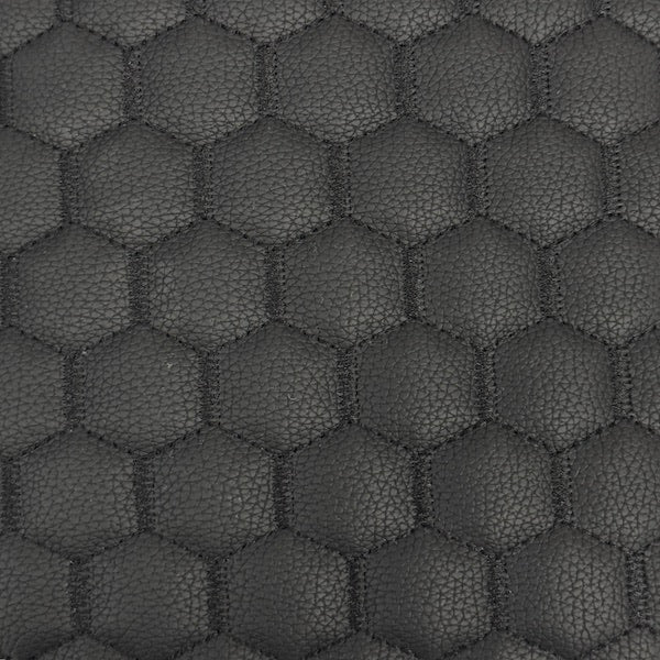Honeycomb Hexagon Quilted Foam Backed Faux Leather Vinyl Fabric - Quilted Honeycomb Hexagon Pattern, 54" Width (1 Yard)