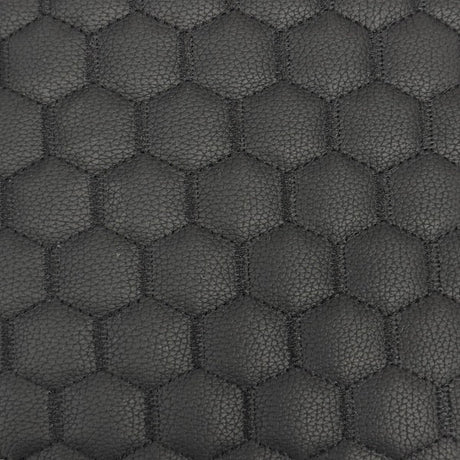 Honeycomb Hexagon Quilted Foam Backed Faux Leather Vinyl Fabric - Quilted Honeycomb Hexagon Pattern, 54" Width (1 Yard)