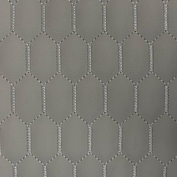Honeycomb Hexagon Quilted Foam Backed Faux Leather Vinyl Fabric - Quilted Honeycomb Hexagon Pattern, 54" Width (1 Yard)