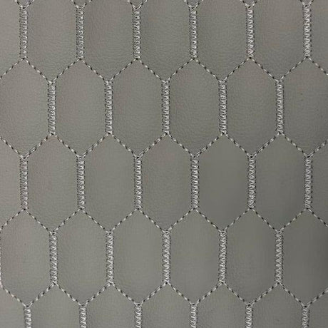 Honeycomb Hexagon Quilted Foam Backed Faux Leather Vinyl Fabric - Quilted Honeycomb Hexagon Pattern, 54" Width (1 Yard)