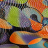 Poly Spandex Bull Snake Illusion Fabric 60" Purple Orange Neon Green
