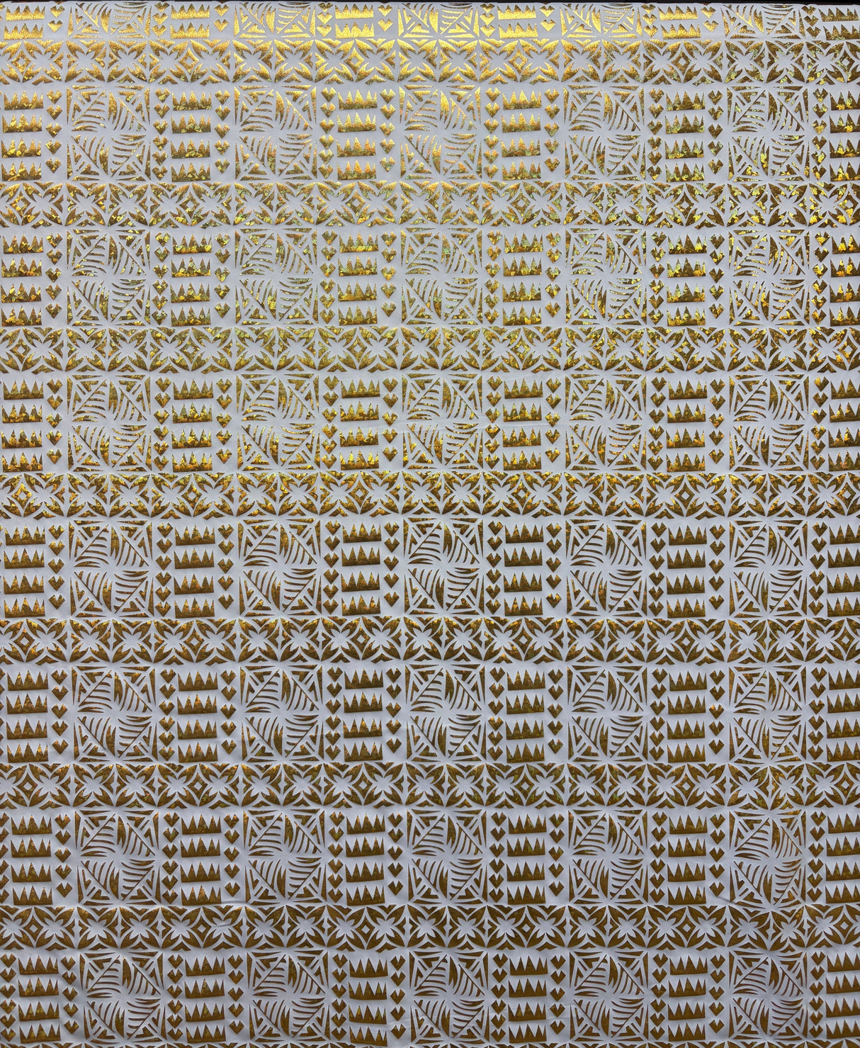 Star Tapa Shine Polyester Foil Fabric - Polynesian Tapa Print, 36" Width (1 Yard)