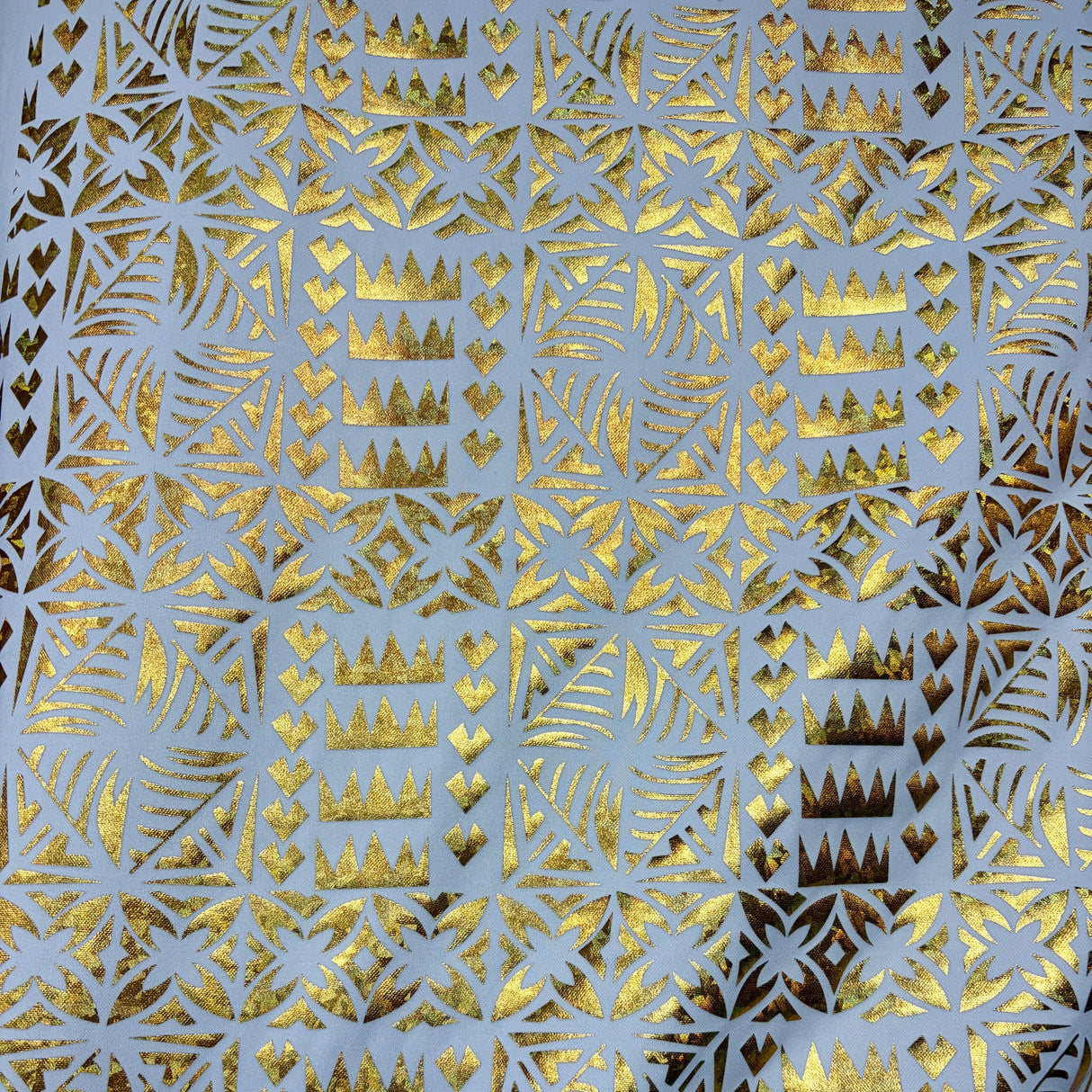 Star Tapa Shine Polyester Foil Fabric - Polynesian Tapa Print, 36" Width (1 Yard)