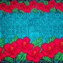 Cotton Poplin Tapa Hibiscus Flowers Double Border Fabric