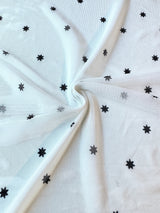 Printed Power Mesh White Black Star