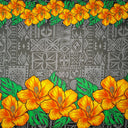 Cotton Poplin Tapa Hibiscus Flowers Double Border Fabric