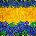 Cotton Poplin Tapa Hibiscus Flowers Double Border Fabric