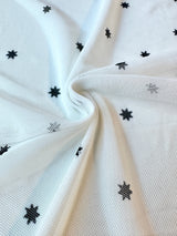 Printed Power Mesh White Black Star
