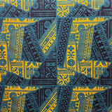 Traditional Tattoo Rectangle & Triangle Geometric Cotton Fabric - 100 Percent Cotton Fabric, Yellow And Black Geometric Traditional Tattoo Print, 45" Width (1 Yard)