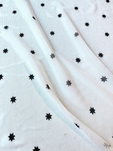 Printed Power Mesh White Black Star