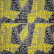 Traditional Tattoo Rectangle Triangle Geometric Cotton Fabric - Grey/Yellow/Black, 45" Width (1 Yard)
