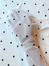 Printed Power Mesh White Black Star