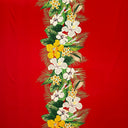 Tropical Flowers Middle Border Peachskin Fabric - Floral Border Print, 44" Width (1 Yard)