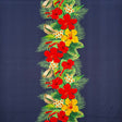 Tropical Flowers Middle Border Peachskin Fabric - Floral Border Print, 44" Width (1 Yard)
