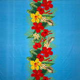 Tropical Flowers Middle Border Peachskin Fabric - Tropical Floral Border Print, 44" Width (1 Yard)