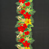 Tropical Flowers Middle Border Peachskin Fabric - Tropical Floral Border Print, 44" Width (1 Yard)