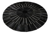 Patchwork PCH216 Round 100 Percent Real Cow Hide Fabric - Black With Charcoal Stripes, Round (6' X 6' Round)