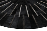 Patchwork PCH216 Round 100 Percent Real Cow Hide Fabric - Black With Charcoal Stripes, Round (6' X 6' Round)