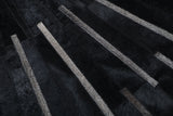 Patchwork PCH216 Round 100 Percent Real Cow Hide Fabric - Black With Charcoal Stripes, Round (6' X 6' Round)