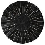 Patchwork PCH216 Round 100 Percent Real Cow Hide Fabric - Black With Charcoal Stripes, Round (6' X 6' Round)
