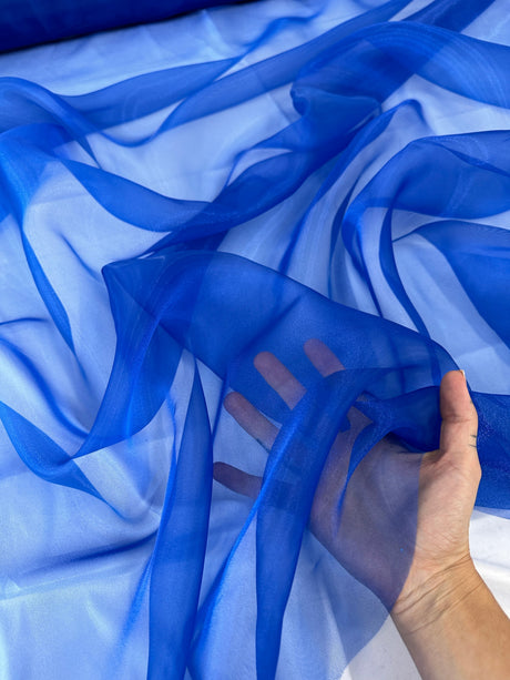 Sheer Crystal Organza Royal Blue