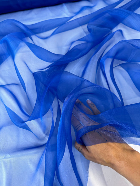Sheer Crystal Organza Royal Blue