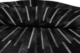 Patchwork PCH216 Round 100 Percent Real Cow Hide Fabric - Black With Charcoal Stripes, Round (6' X 6' Round)
