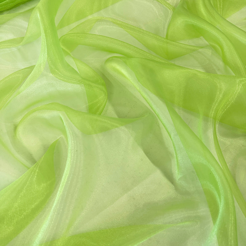 Sheer Crystal Organza Lime Green