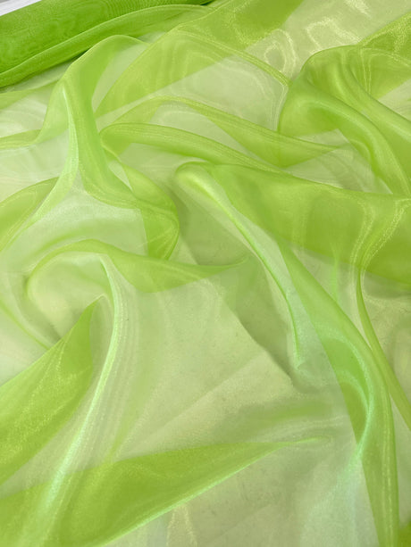 Sheer Crystal Organza Lime Green