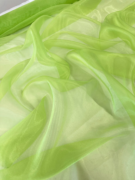 Sheer Crystal Organza Lime Green