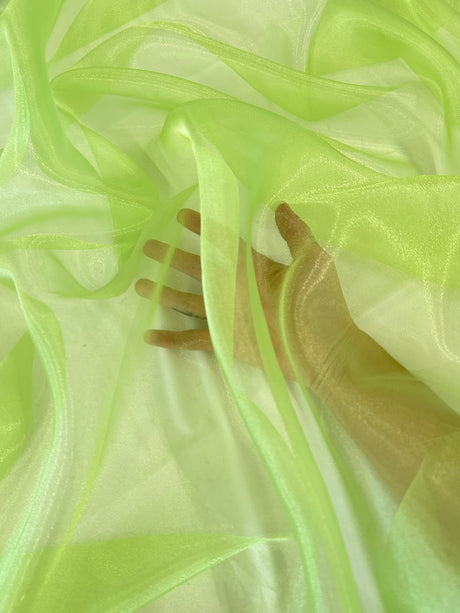 Sheer Crystal Organza Lime Green